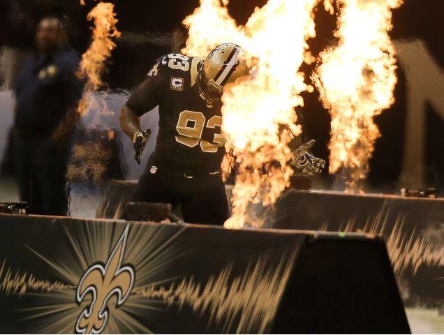 Outside linebacker Junior Galette is introduced at the Superdome in a 2014 game