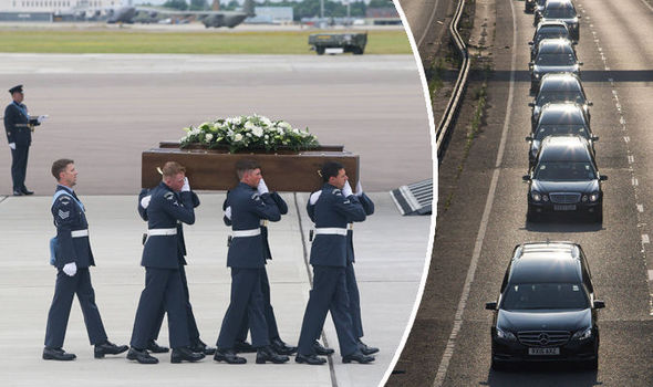 PAThe bodies of British victims were carried off aircrafts at RAF Brize Norton