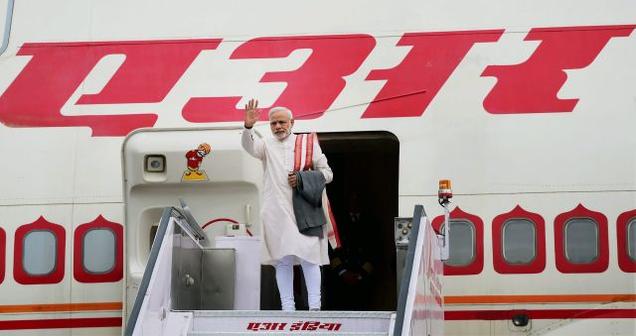 Prime Minister Narendra Modi leaves on a six-nation visit to Central Asia and Russia at Palam Airport in New Delhi on Monday.- PTI