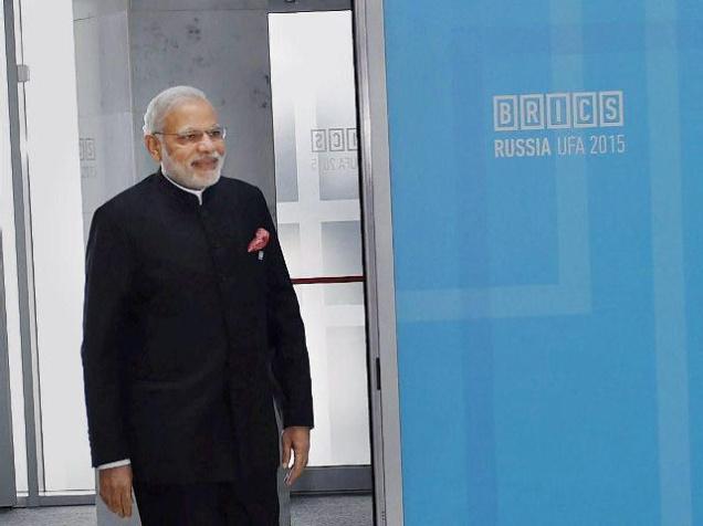 Prime Minister Narendra Modi arrives at the 7th BRICS Summit in Ufa Russia