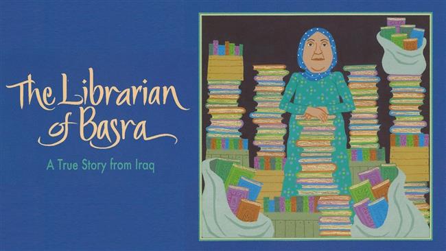 The cover of The Librarian of Basra written by Jeanette Winter