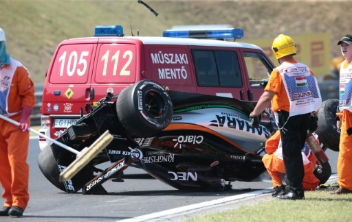 Perez survives spectacular crash in practice for Hungary GP