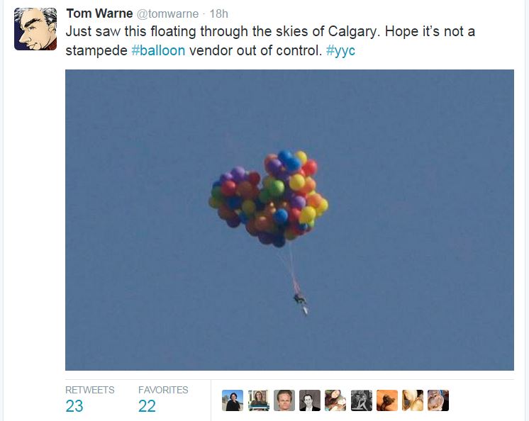 Calgary man charged after flying in a lawn chair attached to balloons