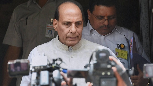 Home Minister Rajnath Singh at Parliament house during the Monsoon Session in New Delhi on Thursday. | PTI