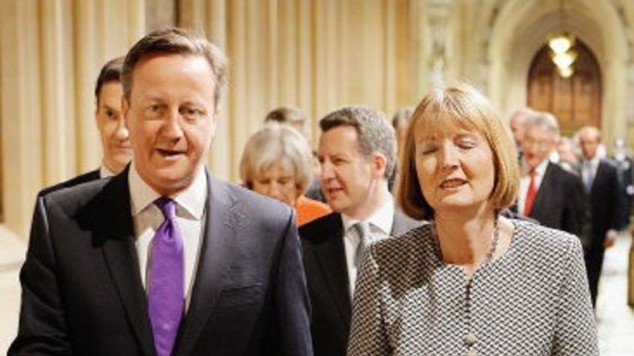 Prime Minister David Cameron and acting Labour party leader Harriet Harman