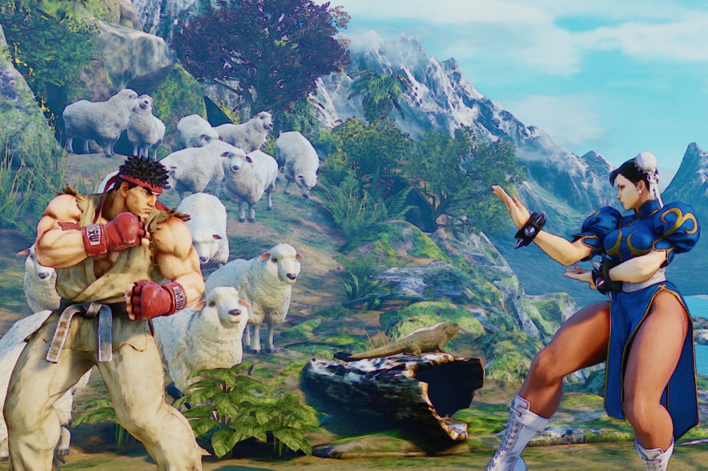 Ryu and Chun Li battle in New Zealand in Street Fighter V