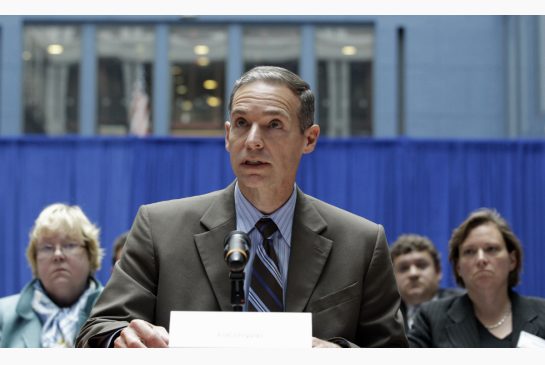 Fiat Chrysler Automobiles Senior Vice President Safety and Regulation Compliance Scott Kunselman speaks during a hearing at the Transportation Department in Washington Thursday