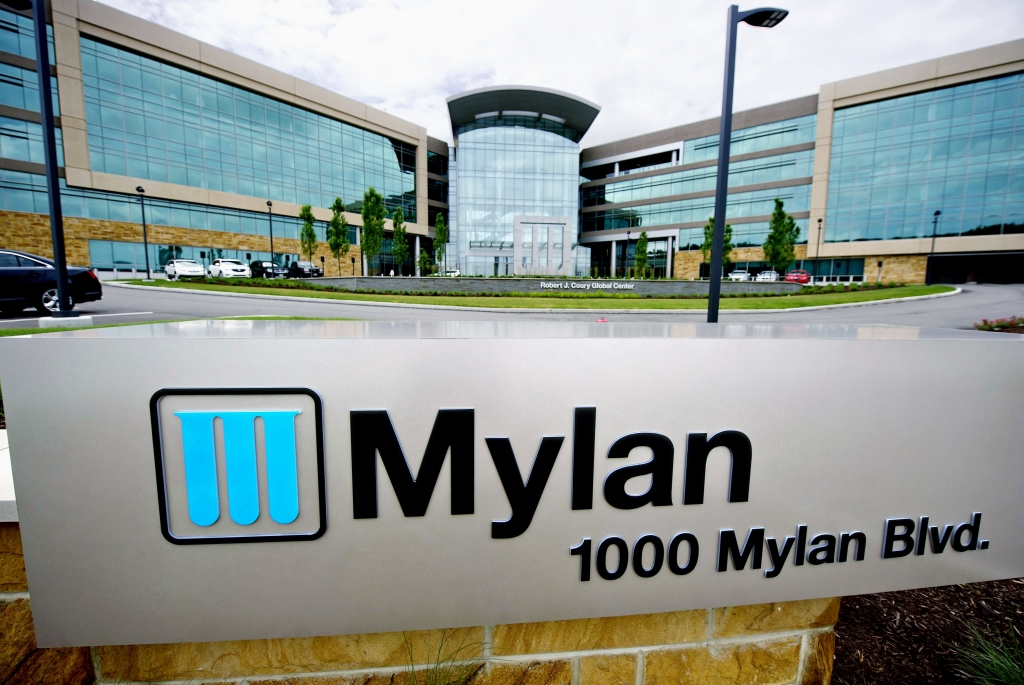 Sign at Mylan headquarters Mylan the world's third biggest generic drug maker has rejected Teva's $40 billion offer but Teva has vowed to continue its pursuit