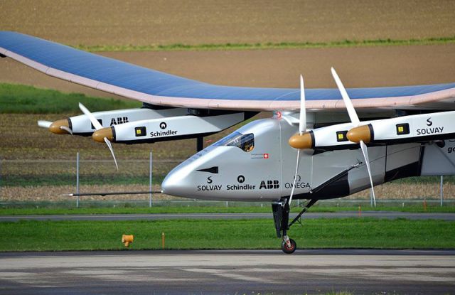 Solar Impulse 2 this solar-powered plane is on a round-the-world journey to inspire the use of renewable energy technology. Image from Milko Vuille