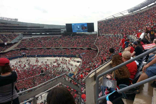 Soldier Field was packed with fans celebrating the Blackhawks win