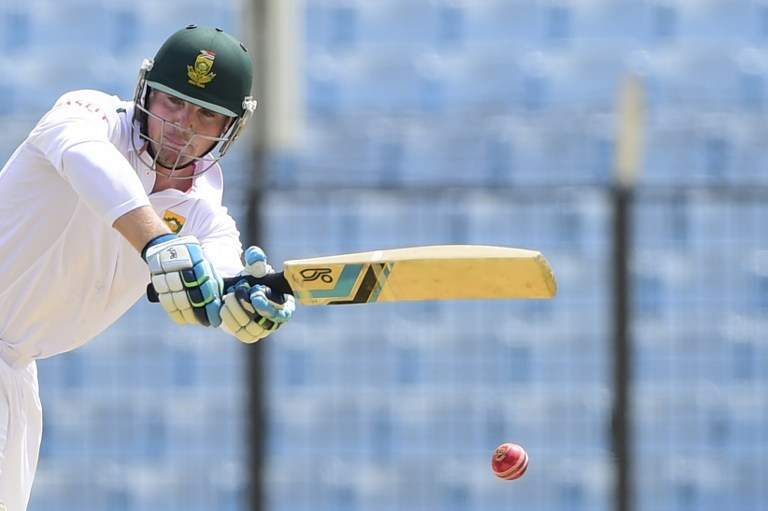 South Africa cricketer Stiaan van Zyl plays a shot during the first day of the first cricket Test match between Bangladesh and South Africa at Zahur Ahmed Chowdhury Stadium in Chittagong