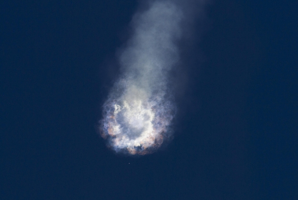 An unmanned SpaceX Falcon 9 rocket explodes after liftoff from Cape Canaveral Florida yesterday. The rocket exploded about two minutes after liftoff yesterday destroying a cargo ship bound for the International Space Station. – Reuters pic