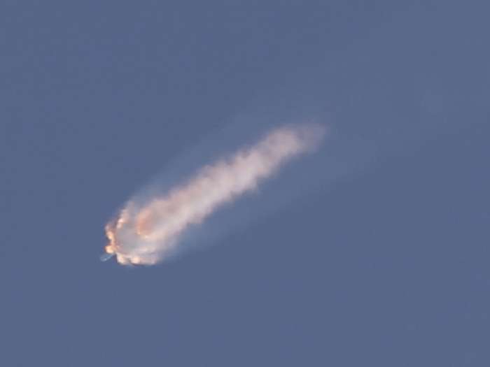 The SpaceX Falcon 9 rocket and Dragon spacecraft breaks apart shortly after liftoff at the Cape Canaveral Air Force Station in Cape Canaveral Fla. Sunday