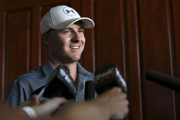 Jordan Spieth speaks at a news conference