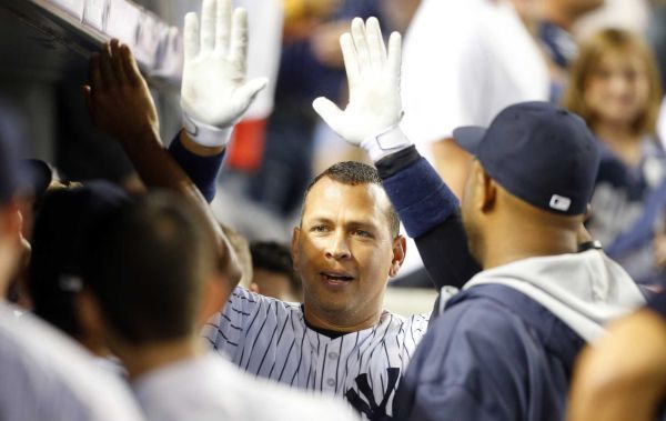 Alex Rodriguez of the New York Yankees celebrates