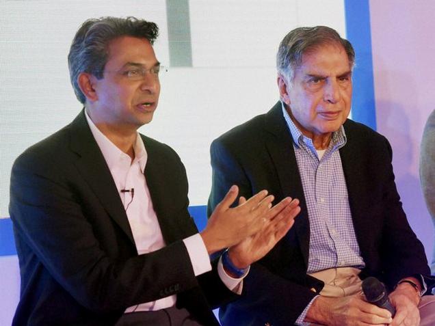 Rajan Anandan vice-president & managing director of Google South East Asia & India and Tata Sons Ltd. chairman Ratan Tata at the launch