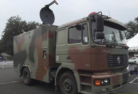 The WB-1 microwave directed energy weapon mounted on a truck