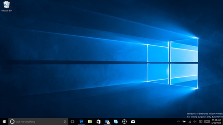 The Windows 10 desktop on build 10159