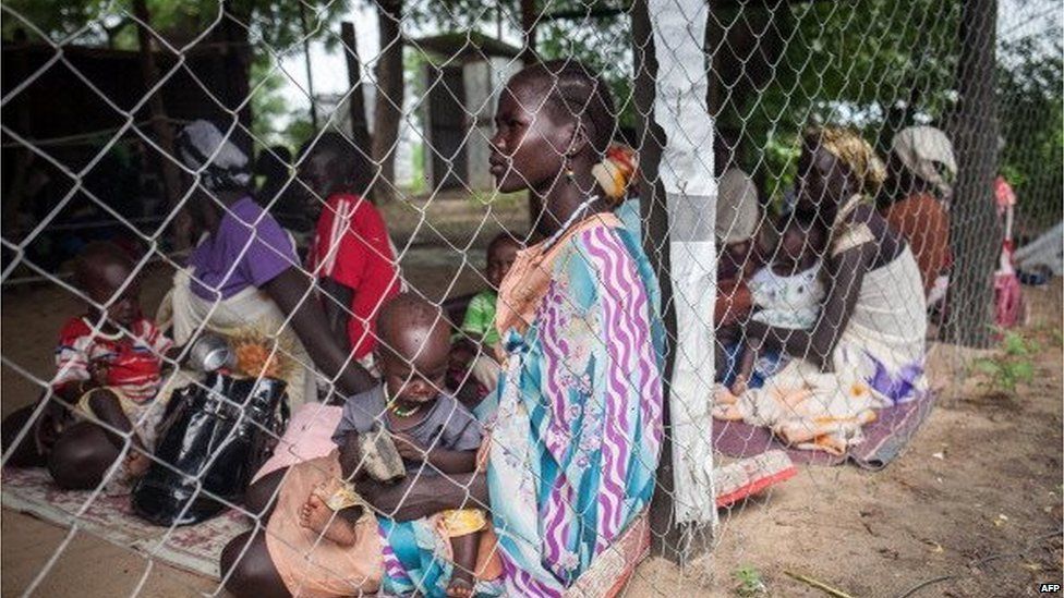 Families with malnourished children wait to receive treatment at the Leer Hospital South Sudan