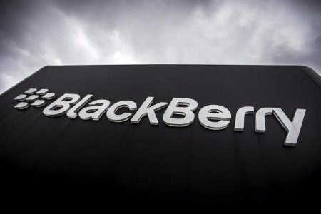 A Blackberry sign is seen in front of their offices on the day of their annual general meeting for shareholders in Waterloo Canada