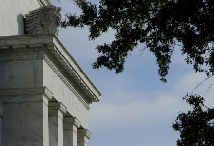 The United States Federal Reserve Board building is shown in Washingt