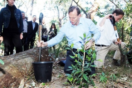 Prime Minister Tony Abbott and Minister for the environment Greg Hunt at the launch of the Green Army initiative