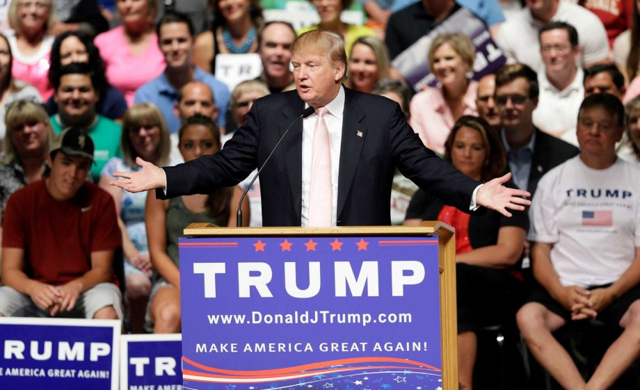 Republican presidential candidate Donald Trump speaks at a rally and picnic in Oskaloosa Iowa. The prospect that Trump might eventually leave the primaries and run for president on his own has started to cast a shadow