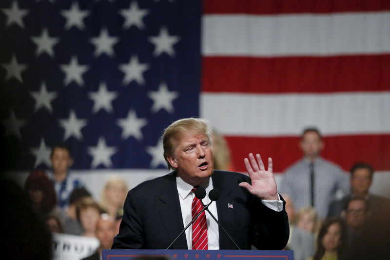 U.S. Republican presidential candidate Donald Trump speaks during a campaign event in Phoenix Arizona