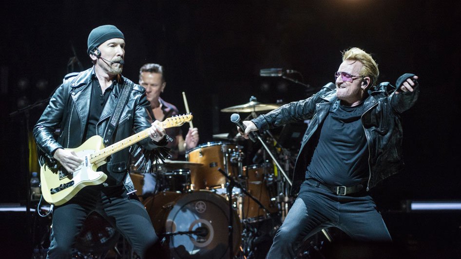 U2's The Edge Larry Mullen and Bono by Maria Ives for