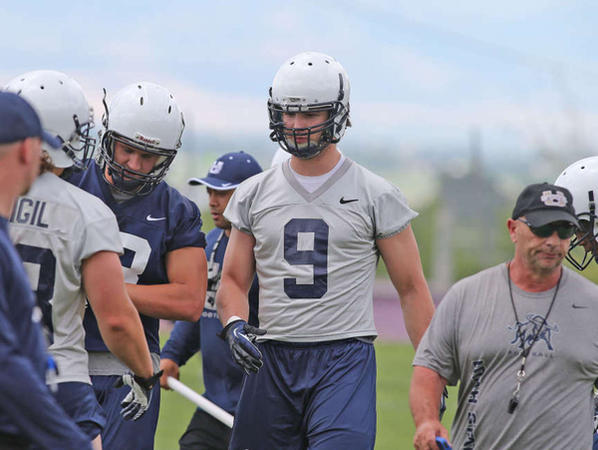 USU linebacker Kyler Fackrell during Utah State University football team practice Aug. 5 2014 in Logan. Tom Smart Deseret News Enlarge