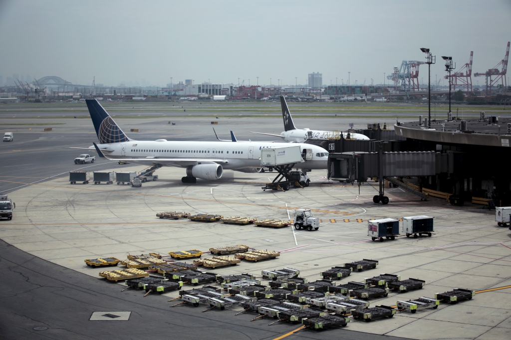 United Airlines planes are seen on platform at the Newark Liberty International Airport in New Jersey