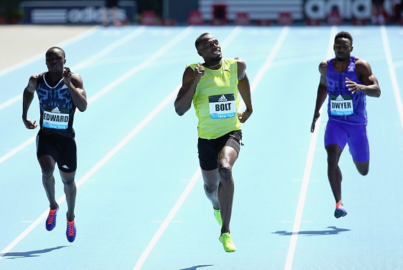 Usain Bolt wins the 200 meters at the 2015 Adidas Grand Prix