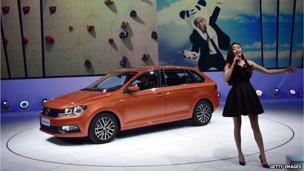 The VW Gran Santana car on display in Shanghai in April