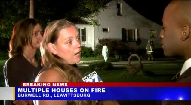 A suspcious fire in Leavittsburg Ohio spread from a garage to two houses