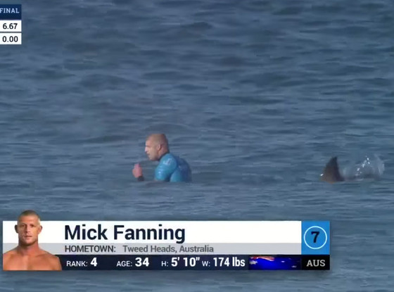 WSL  YoutubeMick Fanning at the WSL in South Africa was attacked by two sharks and was rescued unharmed