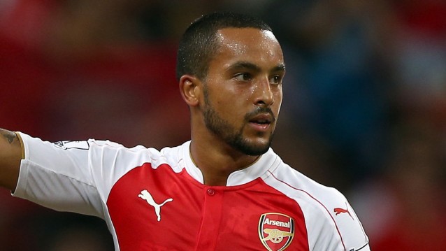 Theo Walcott In action against Everton in the Asia Trophy final