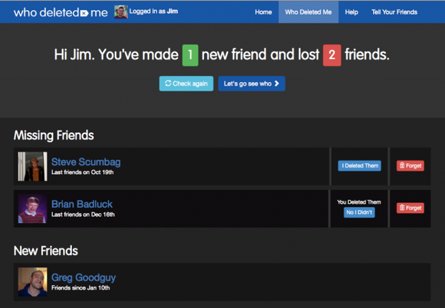 Now, an app to tell who deleted you on Facebook