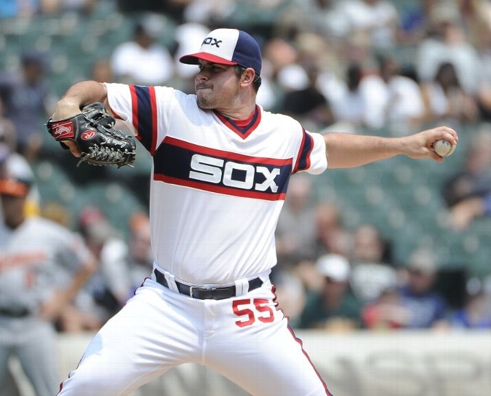 CHICAGO IL- JULY 05 Carlos Rodon #55 of the Chicago White Sox pitches against the Baltimore Orioles during the first inning