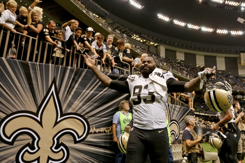 Sep 21 2014 New Orleans LA USA New Orleans Saints outside linebacker Junior Galette celebrates after a win against the Minnesota Vikings in a game at Mercedes Benz Superdome. The Saints defeated the Vikings 20-9. Mandatory Credit Derick E. Hing