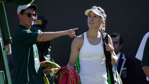 Eugenie Bouchard leaves the court