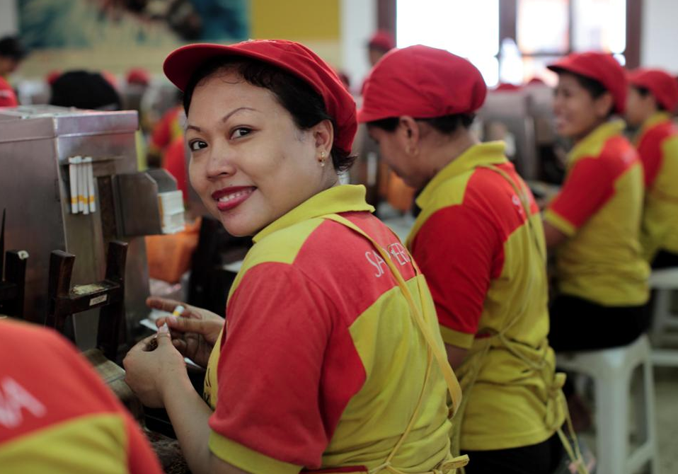 Workers at a factory of HM Sampoerna one of the biggest cigarette maker in the country