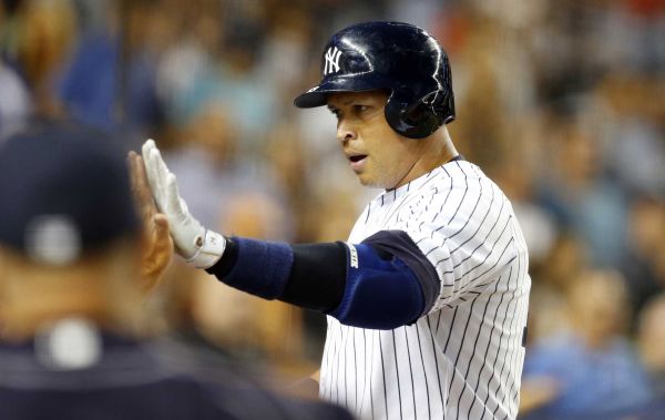 Alex Rodriguez of the New York Yankees celebrates