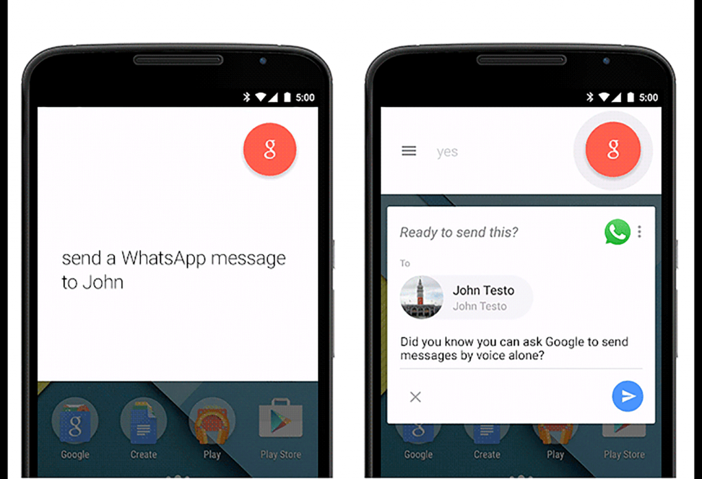 Google Now third-party messaging app integration