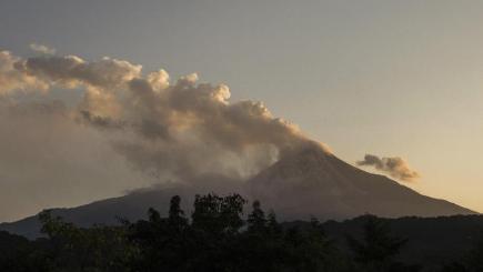 Smoke and ash rise from the Colima volcano also known as the Volcano of Fire near the town of Comala Mexico