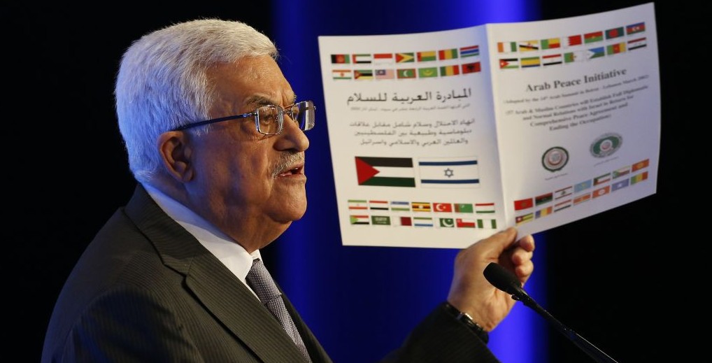 Palestinian Authority President Mahmoud Abbas promotes the Arab Peace Initiative during a speech at the World Economic Forum on the Middle East and North Africa in Jordan