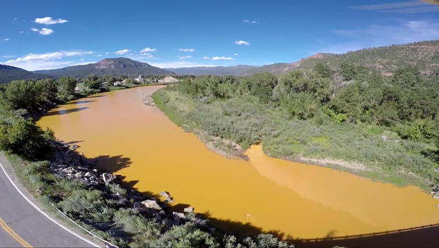 A view of the contaminated Animas River near Durango Colorado