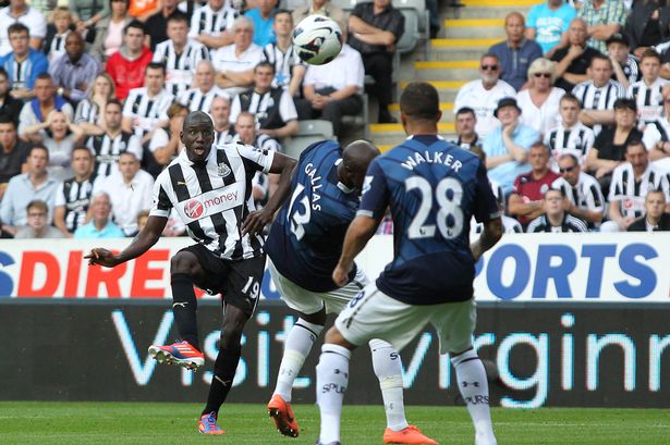 Demba Ba scores the first goal for Newcastle United