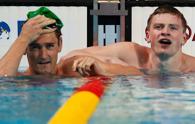 Hungary's gold medal winner Katinka Hosszu smiles after setting a new World Record in the women's 200m individual medley final at the Swimming World Championships in Kazan Russia Monday Aug. 3 2015