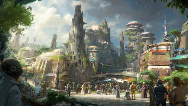 An artist concept depicts the new'Star Wars lands coming to Disney theme parks in Florida and California