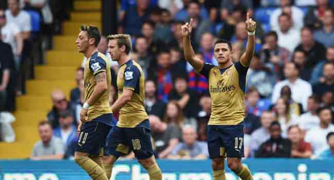 Arsenal has recorded their first win of the season with a 2-1 victory over Crystal Palace at Selhurst Park on Sunday